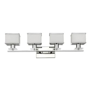 Chloe Lighting Trilluminate Contemporary 4 Light Chrome Finish White Opal Glass Bath Vanity Wall Fixture 32" Wide - 1 of 4