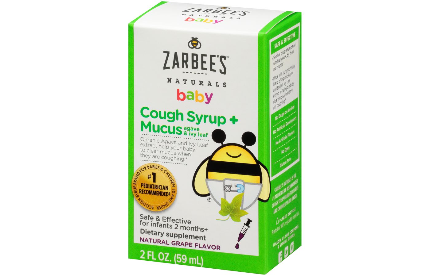Zarbee's Naturals Baby Cough Syrup & Mucus Reducer Liquid - Grape - 2 fl oz - image 1 of 4
