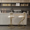 JUJABU Armless Round Bar Stools Set of 2 with Backrest and Upholstery (Gold and Cream) - 4 of 4