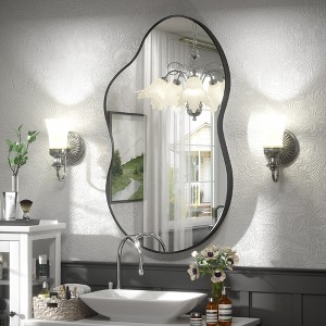 Apmir Irregular High-Strength Tempered Glass and Aluminum Alloy Framed French Cleat Mounted Wall Decor Bathroom Vanity Mirror - 1 of 4