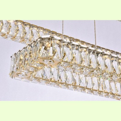 Elegant Monroe 50" Gold LED Crystal Triple Pendant Light