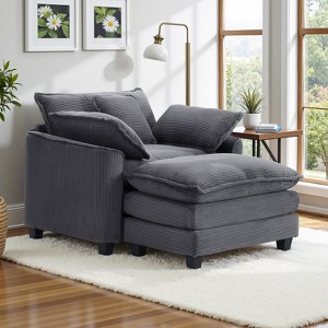 EHMKNP  40''W Comfy Cloud Sofa Armchair - Corduroy Oversized Chair & Ottoman Set, Plush Upholstery & Extra Deep Seat for Small Apartment Living Rooms - 1 of 4