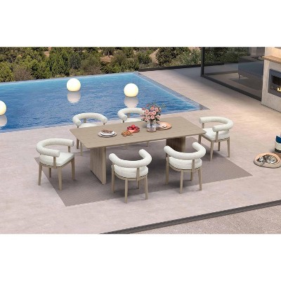 PURPLE LEAF Patio Dining Set Luxury Modern Conversation Set Aluminum Large Rectangle Dining Table and Chairs