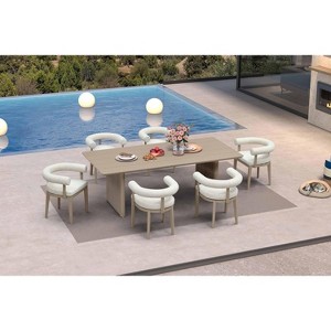 PURPLE LEAF Patio Dining Set Luxury Modern Conversation Set Aluminum Large Rectangle Dining Table and Chairs - 1 of 4