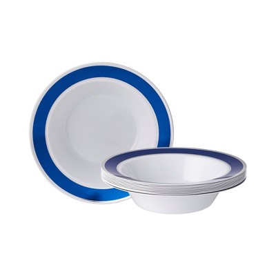 Elegant Disposable Plates For Party - (10 Piece) Heavy Duty Disposable Soup Plates 12oz., Jubilant - Blue