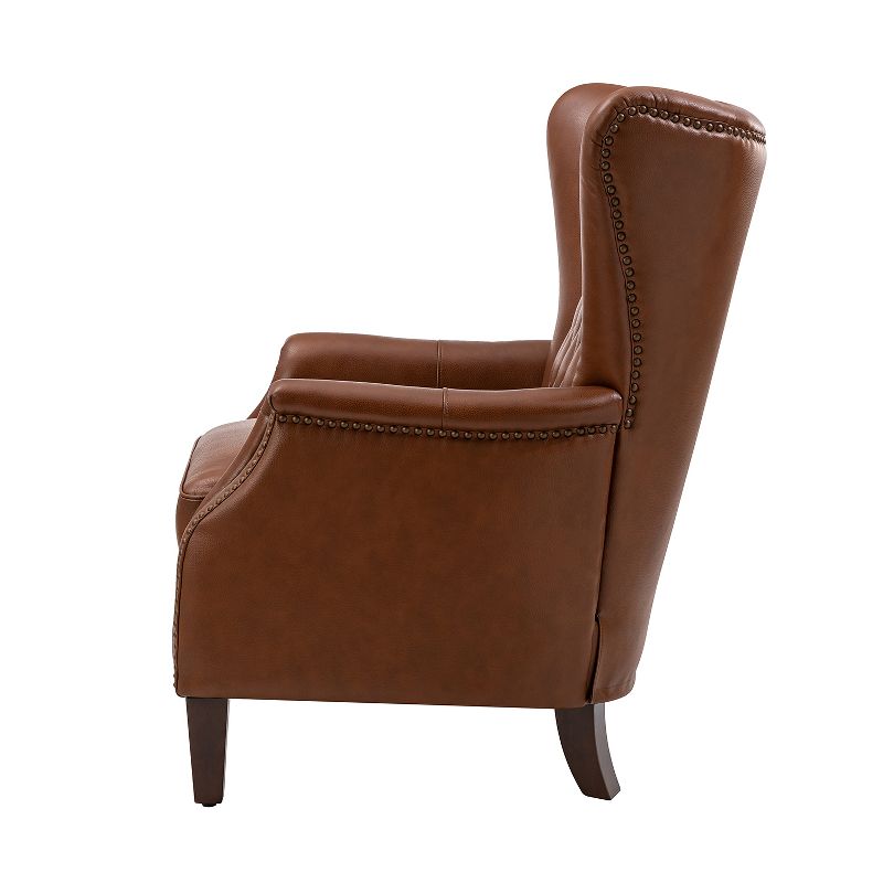 Valerius Genuine Leather Armchair with Nailhead Trims and Solid Wood Legs | HULALA HOME, 4 of 12
