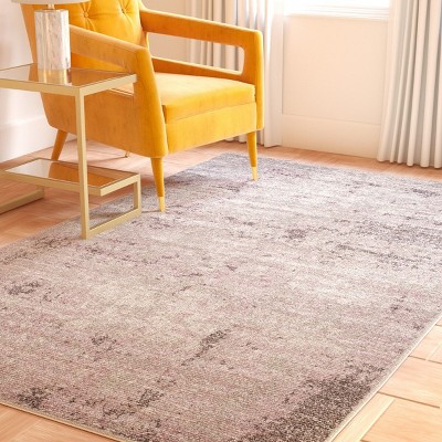 Gray and Purple Synthetic Modern Runner Rug, 2'6" x 6'
