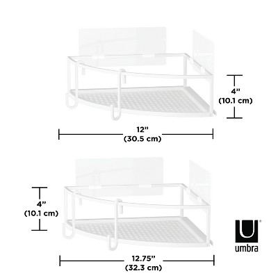 White Metal Corner Shower Caddy Set with Suction Mount