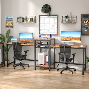 Aheaplus 2 Person Home Office Desk with USB Charging Port and Power Outlet - 1 of 4