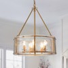 LLHZSY 20 1/2" Modern Ceiling Chandelier With Water Ripple Glass 5-Lights Fixture for Kitchen Island Dining Room Living Room-Gold - 2 of 4