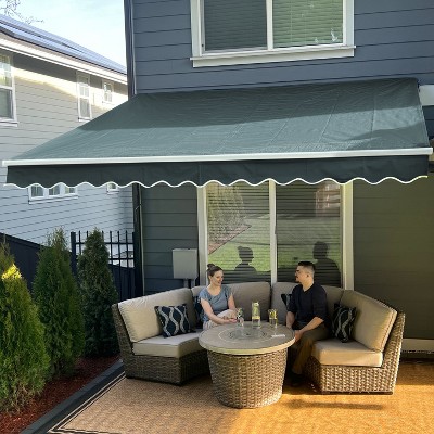 ALEKO 10 x 8 feet Retractable White Frame Home Patio Canopy Awning 10'x8'
