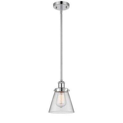 Cone - 1 Light Stem Hung Mini Pendant In Industrial Style-9 Inches Tall and 6 Inches Wide