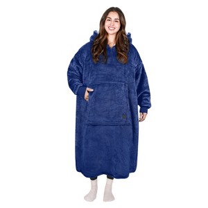 Tirrinia Women Men Full Body Warm Fleece Flannel Hoodie Blanket Oversized Sweatshirt, Super Soft Large Wearable Blanket Hooded, Cozy Gift for Winter - 1 of 4
