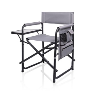 Oniva 2pc Aluminum Rectangle Outdoor Portable Chair with Side Table - Gray with Black Accents - 1 of 4