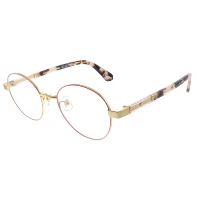 Kate Spade Low Bridge Fit  HT8 Womens Round Eyeglasses Pink Gold 49mm