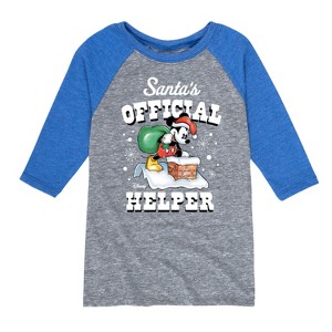 Boys' - Disney - Mickey Mouse Santas Official Helper Christmas Raglan Graphic T-Shirt - 1 of 3