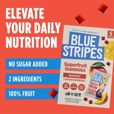 BLUE STRIPES Superfruit Gummies Mango and Cacao Fruit - 3.5oz/5pk