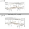 Twin Over Twin Size L-Shaped Bunk Bed with Ladder, Space-Saving Wooden Bunk Bed for Kids and Teens, White/Gray - ModernLuxe - 3 of 4