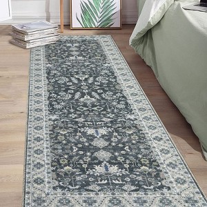 Machine Washable Runner Rugs 2x6 Vintage Printed Area Rugs with Non-Slip Backing, Stain-Resistant Oriental Foldable Low Pile Indoor Floor Carpet - 1 of 4