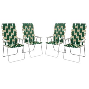 Set of 4 Patio Folding Chairs, Classic Outdoor Camping Chairs, Portable Lawn Chairs w/ Armrests - 1 of 4