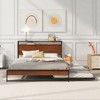 Queen Size Metal Platform Bed with Trundle, USB Ports and Slat Support - 2 of 4