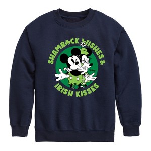 Boys' - Disney - Shamrock Wishes Irish Kisses Graphic Long Sleeve Fleece Sweatshirt - 1 of 4