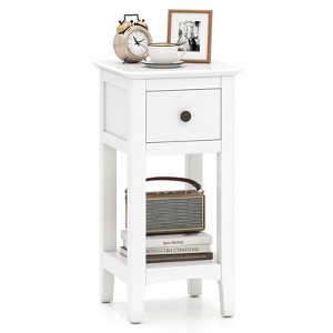 Tangkula Nightstand 3-Tier Bedside Table w/ Open Storage Shelf & Narrow Side Table - 1 of 4