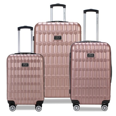 Stella Blanc Winslow 3 Piece Hardside Trunk Spinner Luggage Set Rose Gold