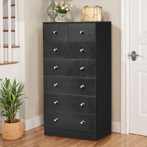 Karl Home Large 7-Drawer Dresser for Bedroom and Chest of Drawers with Sturdy Construction Wood Storage Organizer for Closet In Black - 1 of 4