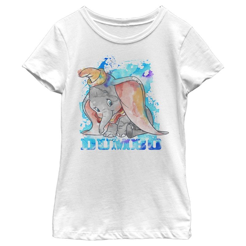Girl's Dumbo Watercolor T-Shirt, 1 of 5