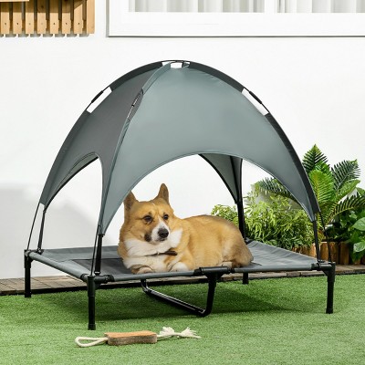 36'' Elevated Dog Cot Bed with Canopy,Portable Outdoor Pet Bed with UV Sunshade – LAOTIES