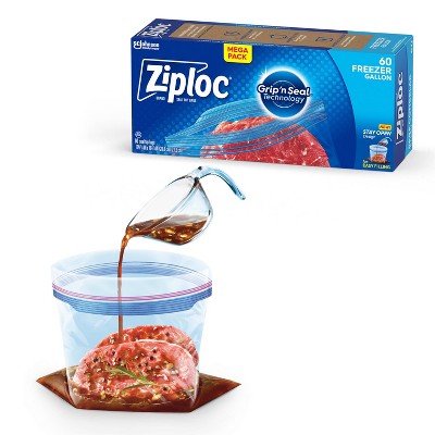 Ziploc Brand Storage Gallon Bags with Grip 'n Seal Technology, 60 Count