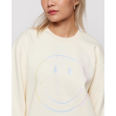 Samii Ryan | Smiley Radiate Happiness Crewneck , Ivory , X-Large , 5