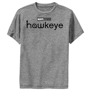 Boy's Marvel Hawkeye Black and White Logo Performance Tee - 1 of 4