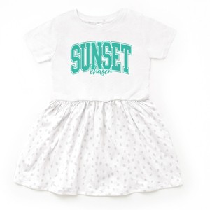 The Juniper Shop Varsity Sunset Chaser Toddler Dress - 5/6T - White Spot - 1 of 4