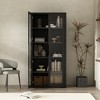 ORRD Modern Bookcase Cabinet with Glass Doors in Black, 5-Shelf Storage Bookcase with Adjustable Shelves & Soft-Close, for Home Office, Living Room - 2 of 4