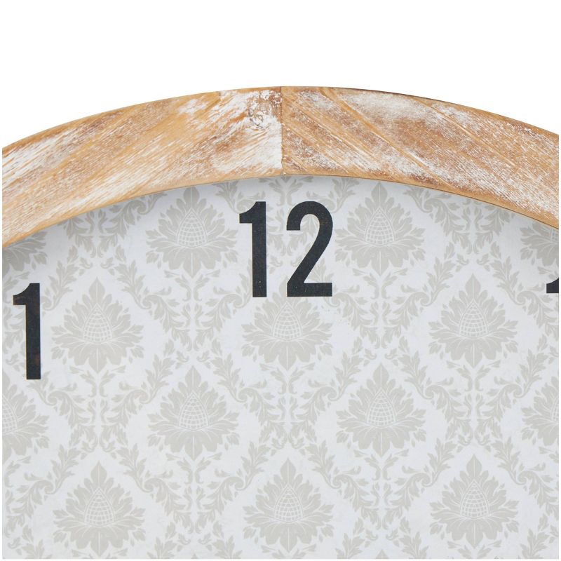 24&#34;x24&#34; Wooden Floral Wall Clock with Brown Wooden Frame Beige - Olivia &#38; May, 5 of 10