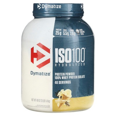 Dymatize Nutrition ISO100 Hydrolyzed, 100% Whey Protein Isolate, Gourmet Vanilla, 3 lb (1.4 kg), Sports Nutrition Supplements