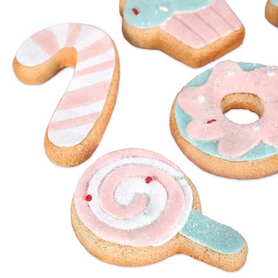 Pastel Blue and Pink Resin Gingerbread Cookie Ornaments Set