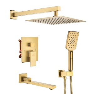 CASAINC Dual Head Shower Faucet Bar System 3-way Diverter Thermostatic Valve - 1 of 4