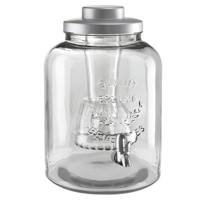 Le'raze 1 Gallon Glass Mason Jar Drink Dispenser With Stainless Steel  Spigot, Ice Cylinder, Fruit Infuser + Marker & Chalkboard : Target