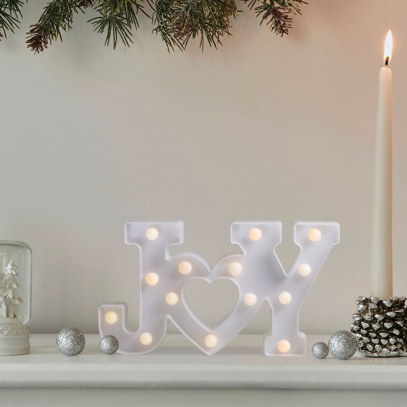 Northlight 12.75" Battery Operated LED Lighted "JOY" Christmas Marquee Sign - Warm White, 1 of 5