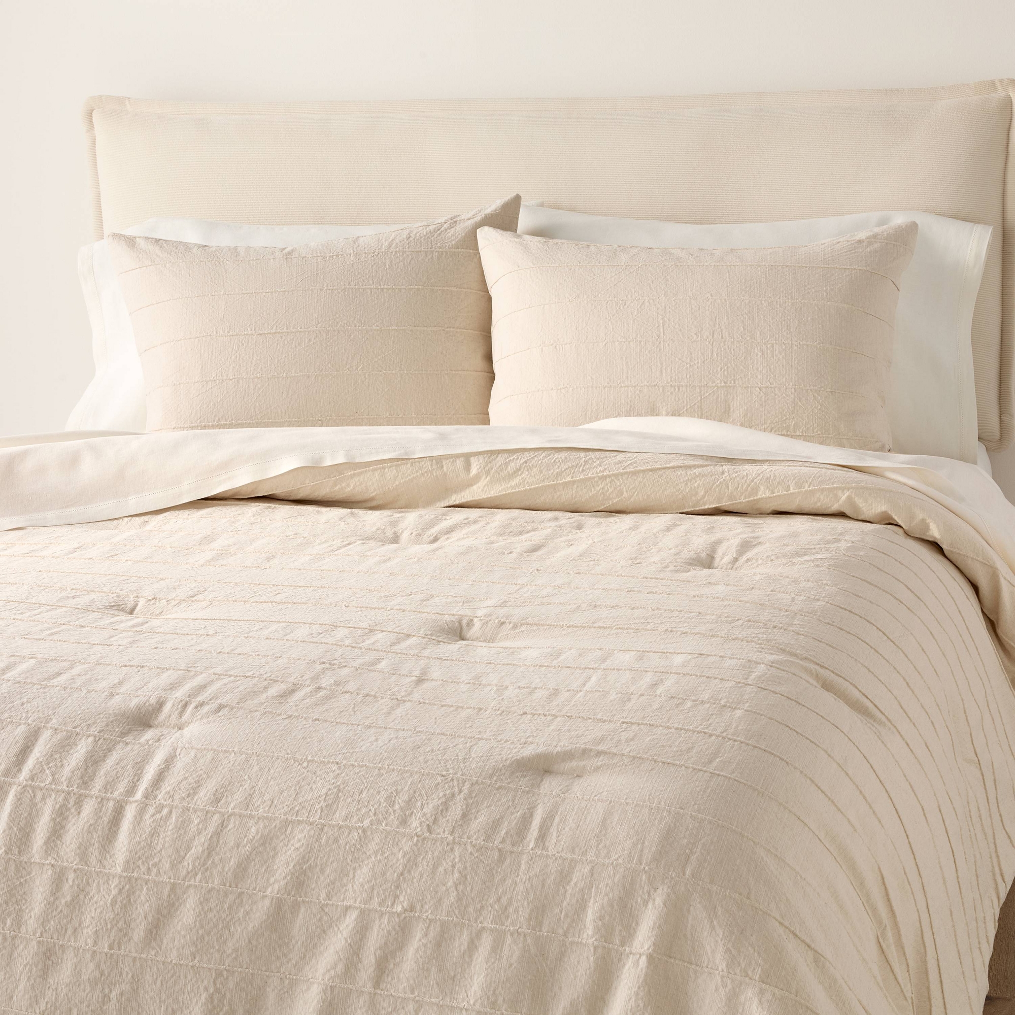 Full/Queen Stitch Stripe Comforter Set Tan - Hearth & Hand™ with Magnolia