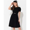 Allegra K Women's Elegant Work Belted Boat Neck Short Sleeve Midi Dresses - 2 of 4