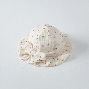 MyKids-Usa Baby Printed Pattern Bow Belt Decoration Lace Design Hats - 1 of 4