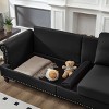 Modern Classic Upholstered Sofa, Polyester/Faux Leather Sofa Couch with Nailhead Trim & Storage - ModernLuxe - 4 of 4