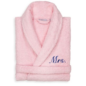 Linum Home Textiles 100% Turkish Cotton Embroidered ''Mrs.'' Terry Bathrobe - 1 of 3