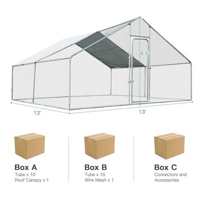 13' x 13' White Galvanized Steel Outdoor Chicken Playpen