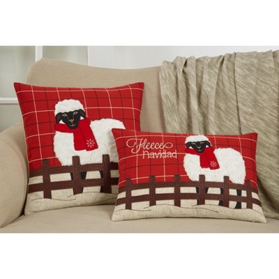 Saro Lifestyle Plaid Christmas Sheep Down Filled Pillow