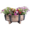 Gardenised Rustic Wood- Look Plastic Half Barrel Flower Pot Garden Planter, Pack of 2 - image 3 of 4